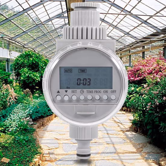 Automatische wassersparende Bewässerungssteuerung, LCD-Digital-Bewässerungstimer für Hausgarten, programmierbarer Solar-Timer, Schlauchhahn, Esg17741